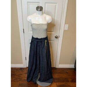 Free Market Flying Tomato Striped Denim Strapless Jumpsuit NWT, Size M